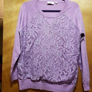 Lavender Long Sleeve Sweater w/ Lace Detail